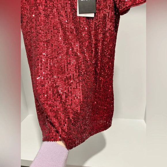 DKNY Sparkle Collection Red Short Sleeve lined Sequined Sparkly XS New with Tags - Picture 6 of 10